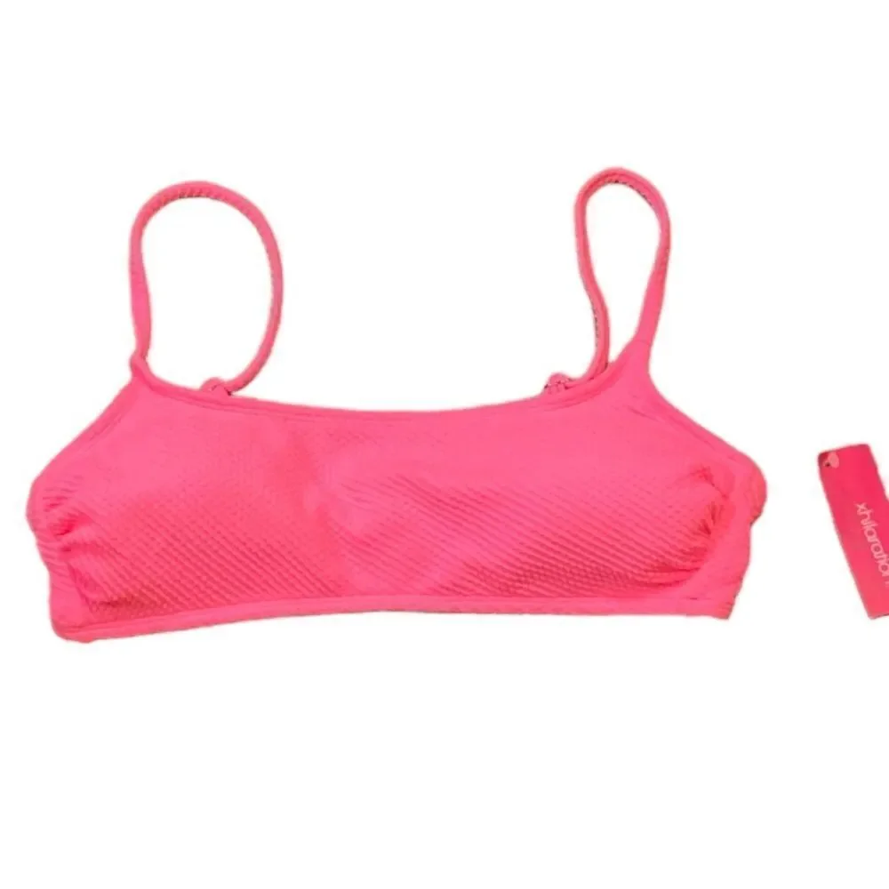 Xhilaration Hot Pink Textured Swim Top, Size L (8-10), NWT‎